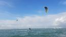 Kite Surfing: Off Key Biscayne, Miami in background